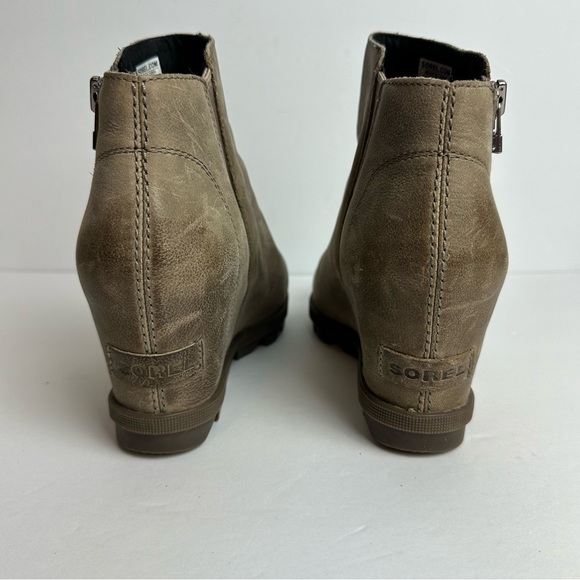 Sorel Joan Of Arctic Wedge II Booties Size 7.5 EU 38.5 Quarry Gray Leather Zip - Picture 3 of 10